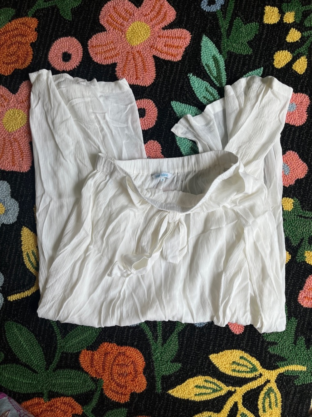 Blue Island White Flowy Swimsuit Coverup Pants